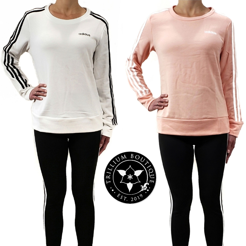 BUNDLE - 2 Adidas 3-Stripe Crewneck Sweatshirts